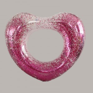 Inflatable Transparent Glitter Heart-Shaped Swim Ring For Kids